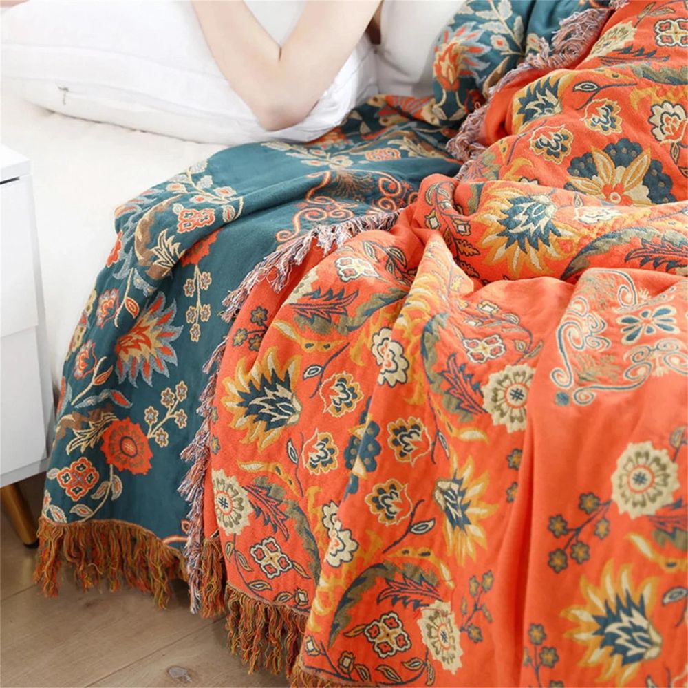 Mirela Wendeüberwurfdecke - 100% Baumwolle, Wendbar mit Marigold-Muster 2