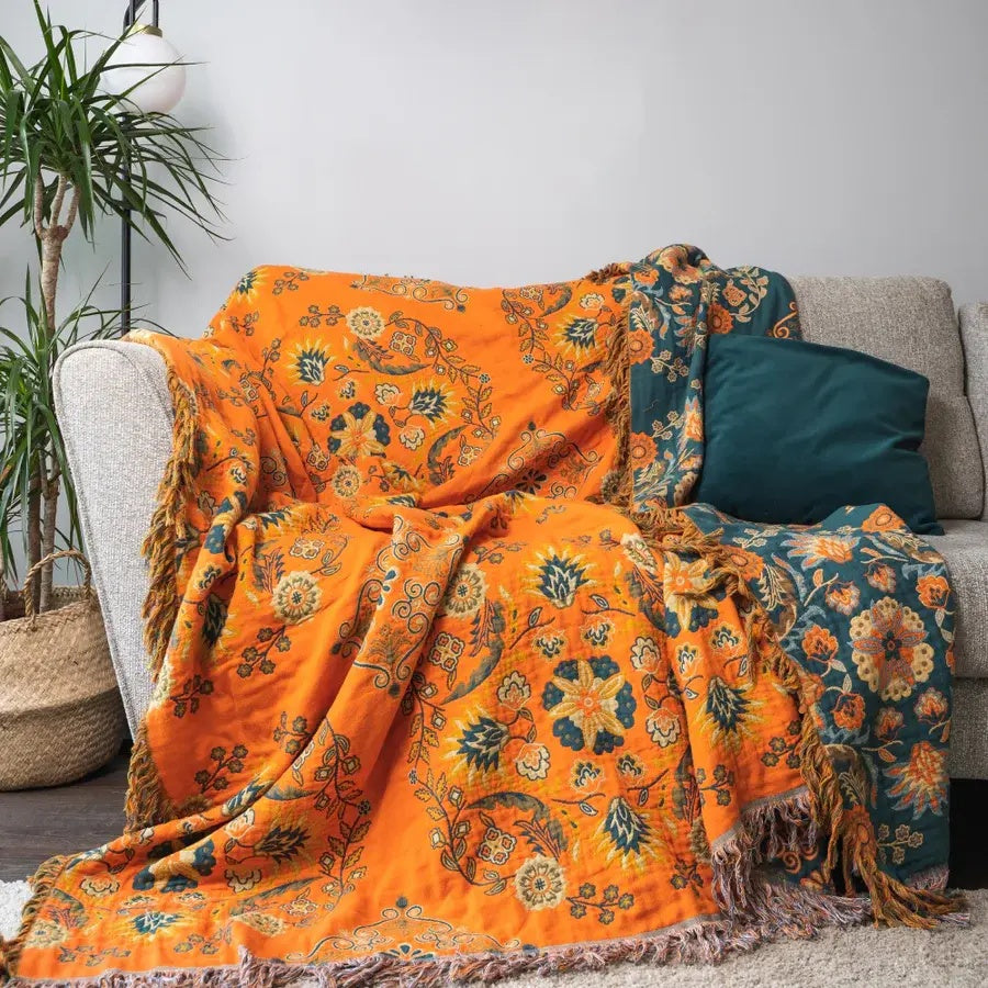 Mirela Wendeüberwurfdecke - 100% Baumwolle, Wendbar mit Marigold-Muster 5