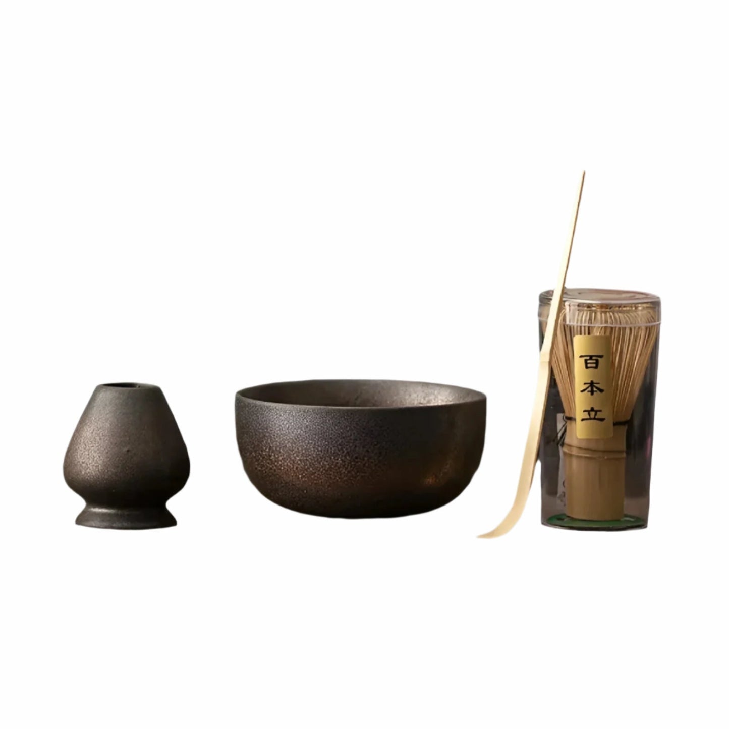 Miyako Matcha Tee Set - Bambus und Keramik, Japanisches Teeservice 4-teilig 1