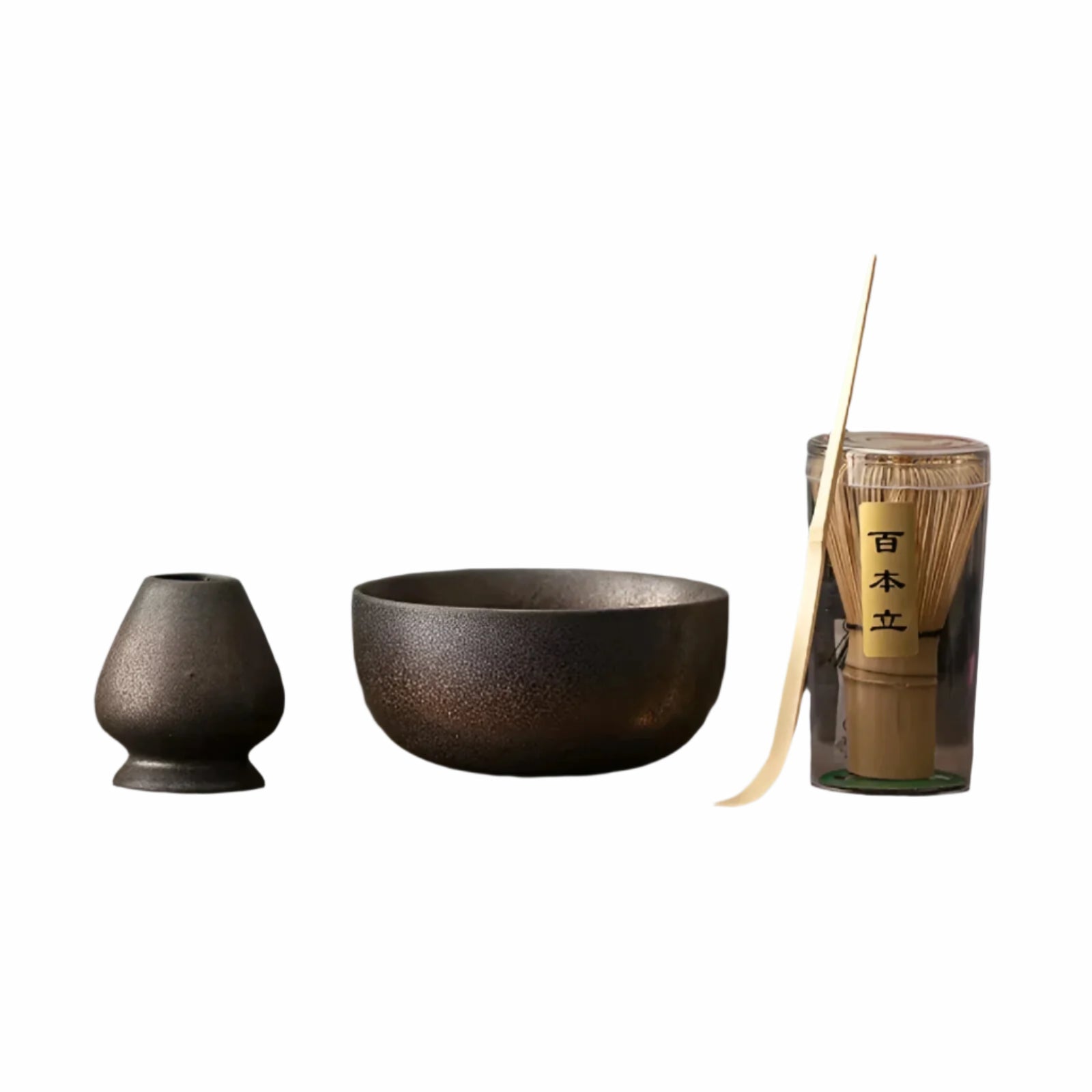 Miyako Matcha Tee Set - Bambus und Keramik, Japanisches Teeservice 4-teilig 1