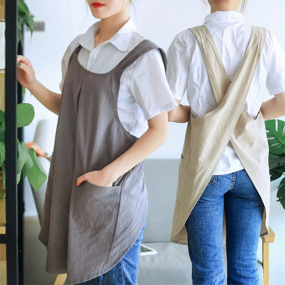 NariWear™ - Schürzenkleid Cross Back - Koreanisches Design - Komfortable Küchenschürze