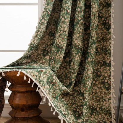 FloralCharm™ - Blumen Vorhang - Vintage Stil - Romantische Fensterdekoration