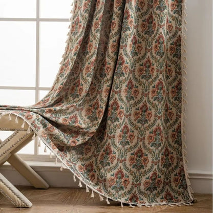 FloralCharm™ - Blumen Vorhang - Vintage Stil - Romantische Fensterdekoration