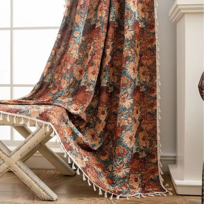 FloralCharm™ - Blumen Vorhang - Vintage Stil - Romantische Fensterdekoration