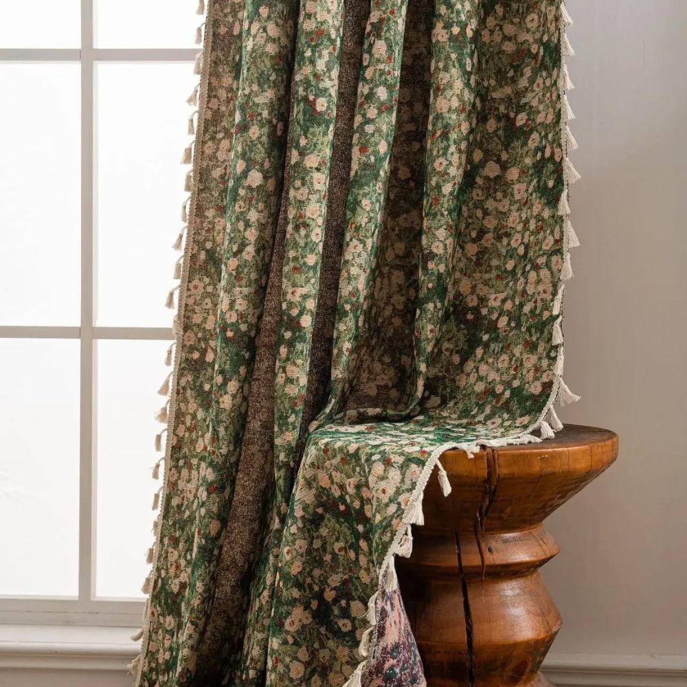 FloralCharm™ - Blumen Vorhang - Vintage Stil - Romantische Fensterdekoration