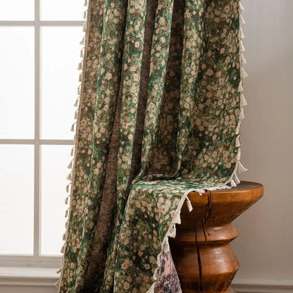 FloralCharm™ - Blumen Vorhang - Vintage Stil - Romantische Fensterdekoration
