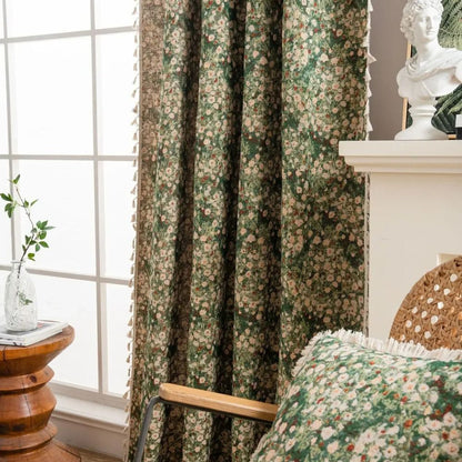 FloralCharm™ - Blumen Vorhang - Vintage Stil - Romantische Fensterdekoration