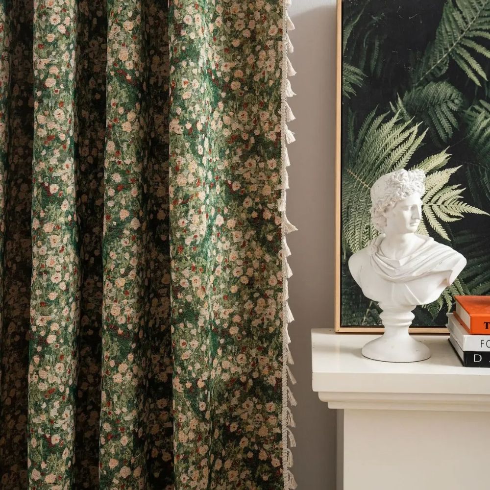 FloralCharm™ - Blumen Vorhang - Vintage Stil - Romantische Fensterdekoration