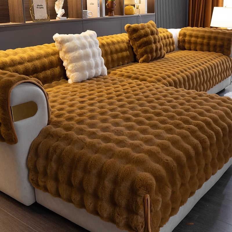 VelourGuard™ - Rutschfester Sofaüberwurf - Plüsch Stil - Weicher Sofaschutz