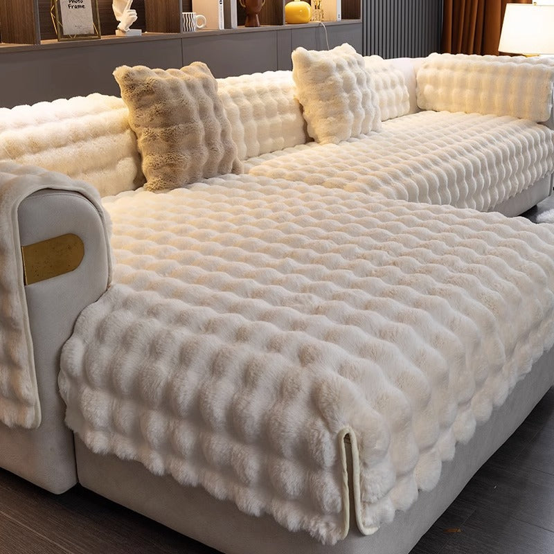 VelourGuard™ - Rutschfester Sofaüberwurf - Plüsch Stil - Weicher Sofaschutz