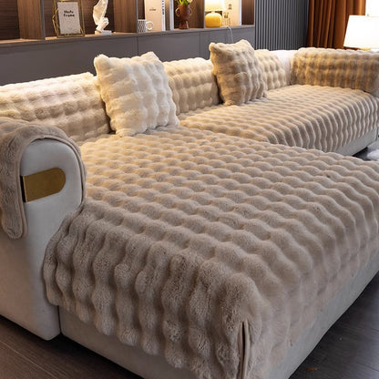 VelourGuard™ - Rutschfester Sofaüberwurf - Plüsch Stil - Weicher Sofaschutz