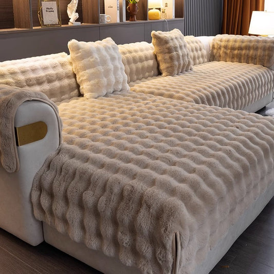 VelourGuard™ - Rutschfester Sofaüberwurf - Plüsch Stil - Weicher Sofaschutz