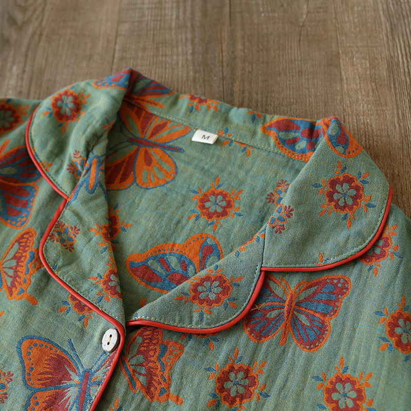 Olina Loungewear Set - Baumwolle, Vintage-Schmetterlingsdruck 2