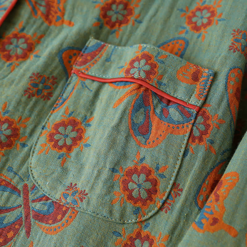 Olina Loungewear Set - Baumwolle, Vintage-Schmetterlingsdruck 3