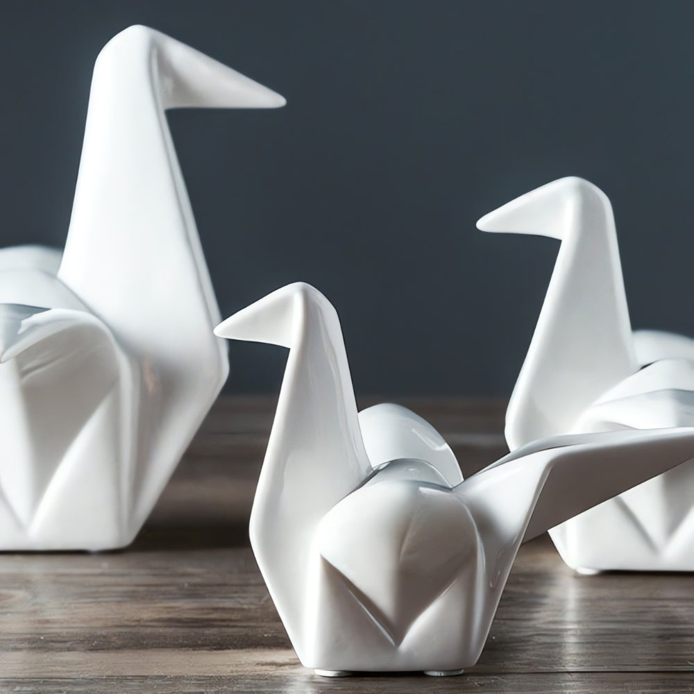 Orento Vogelstatue - Keramik, Origami-Design 3