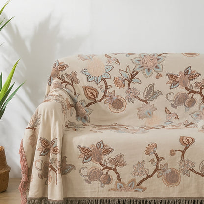 Orina Floral Bettdecke 200x220 - Jacquard Baumwolle mit Quasten 4