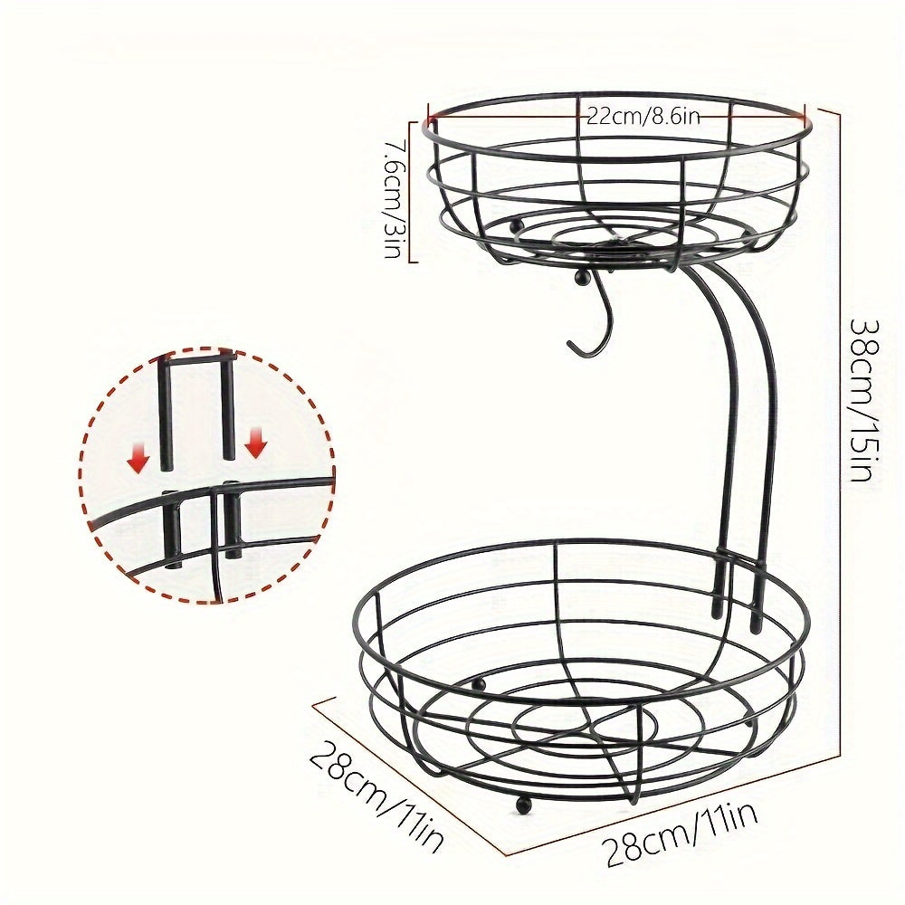 Orven Obstkorb Metall - 2-stöckig mit Bananenhalter, Oval 4