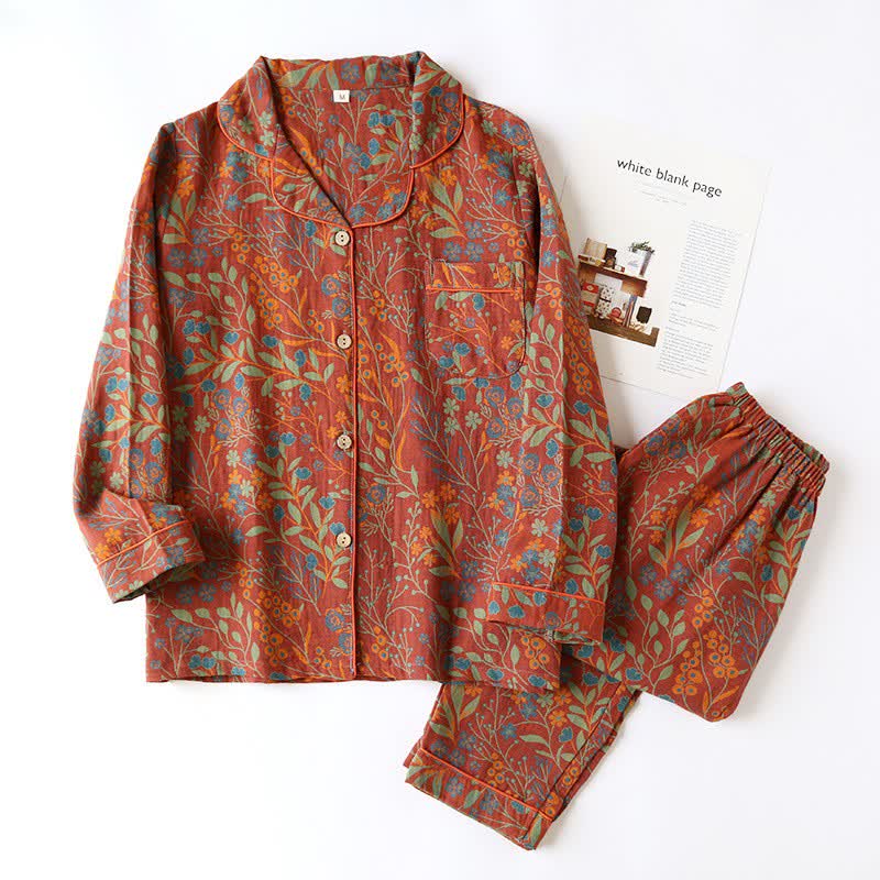 Orvian Loungewear Set - Baumwolle, Vintage Jacquard-Blumenmuster 10