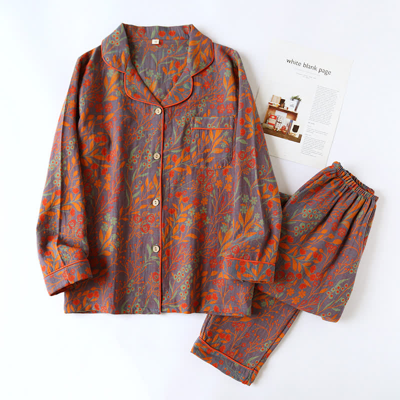 Orvian Loungewear Set - Baumwolle, Vintage Jacquard-Blumenmuster 2
