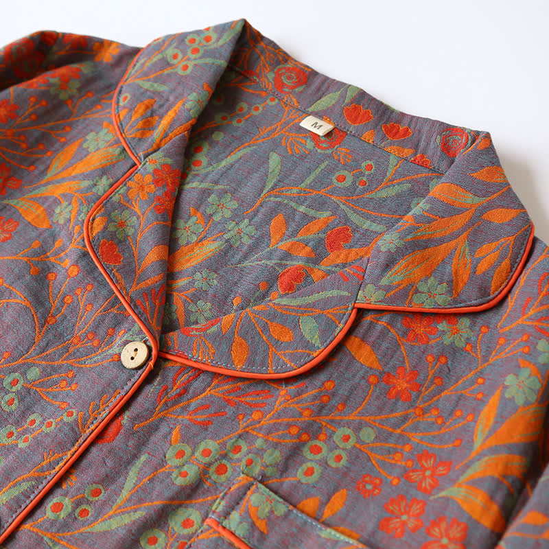 Orvian Loungewear Set - Baumwolle, Vintage Jacquard-Blumenmuster 3