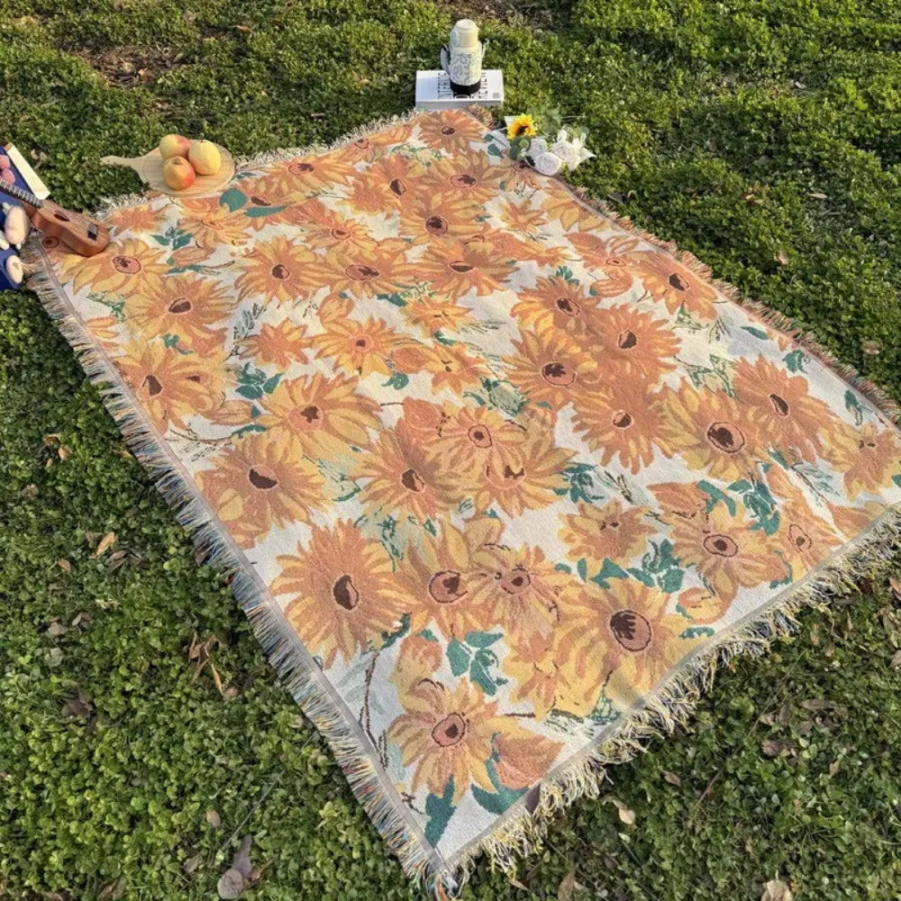 FloraNest™ – Outdoor Picknickdecke Blumenmuster Mikrofaser Camping – Blumen Picknick Decke