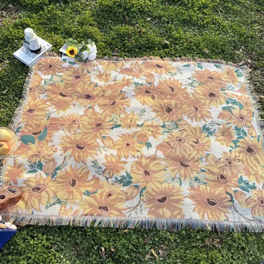 FloraNest™ – Outdoor Picknickdecke Blumenmuster Mikrofaser Camping – Blumen Picknick Decke