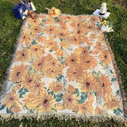 FloraNest™ – Outdoor Picknickdecke Blumenmuster Mikrofaser Camping – Blumen Picknick Decke