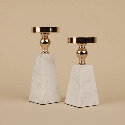 Pavo Kerzenständer - Goldener Marmor, Pyramiden-Design 0