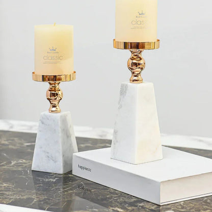 Pavo Kerzenständer - Goldener Marmor, Pyramiden-Design 5