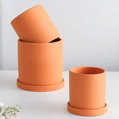 Pflaniva Blumentopf - Keramik, Elegantes Design mit Wasserablaufloch und Untersetzer 6