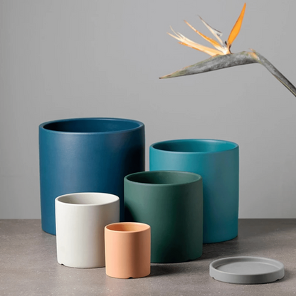 Pflaniva Blumentopf - Keramik, Elegantes Design mit Wasserablaufloch und Untersetzer 8