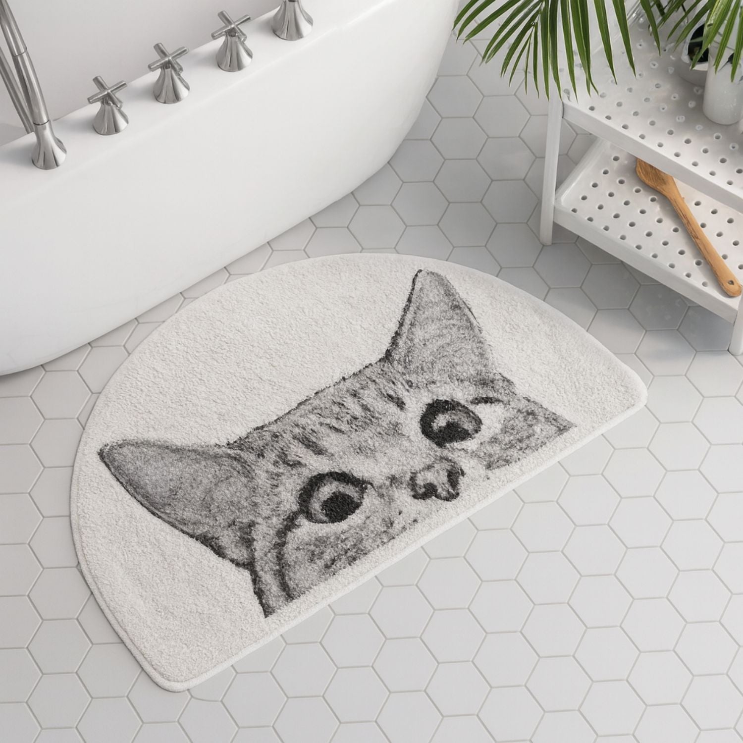 Purrfect Kitty Badematte - Weiches Polyester, Rutschfestes Design 0