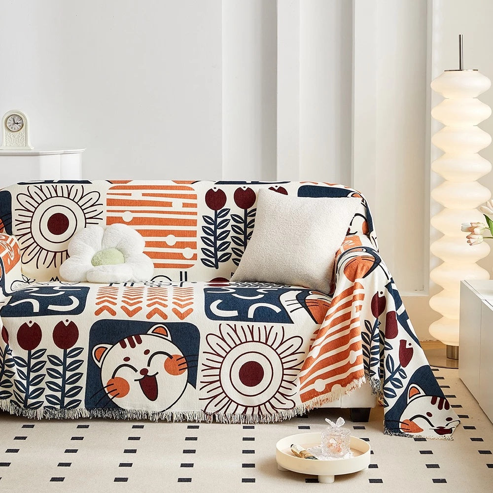 Quaste Tide Sofabezug - Baumwoll-Leinen-Mischung, Atmungsaktiv, Jacquard Design 0