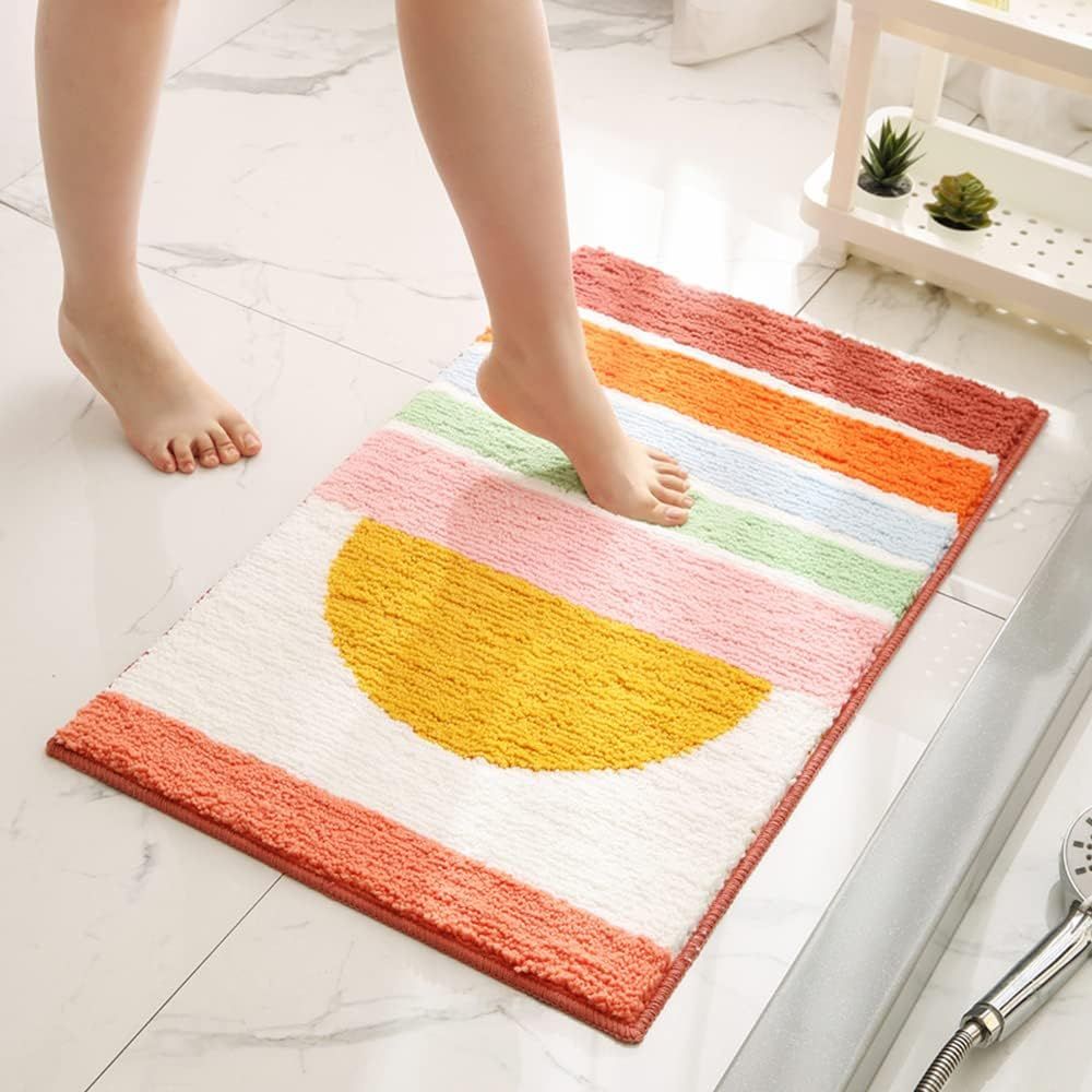 Raina Badematte - Mikrofasermischung, Rutschfest, Regenbogen-Sonnenuntergang Design 1