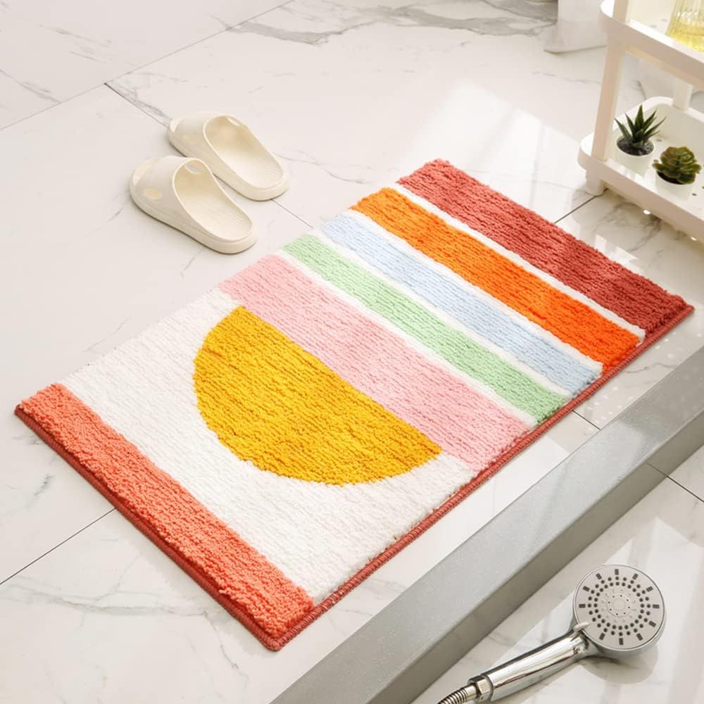 Raina Badematte - Mikrofasermischung, Rutschfest, Regenbogen-Sonnenuntergang Design 2