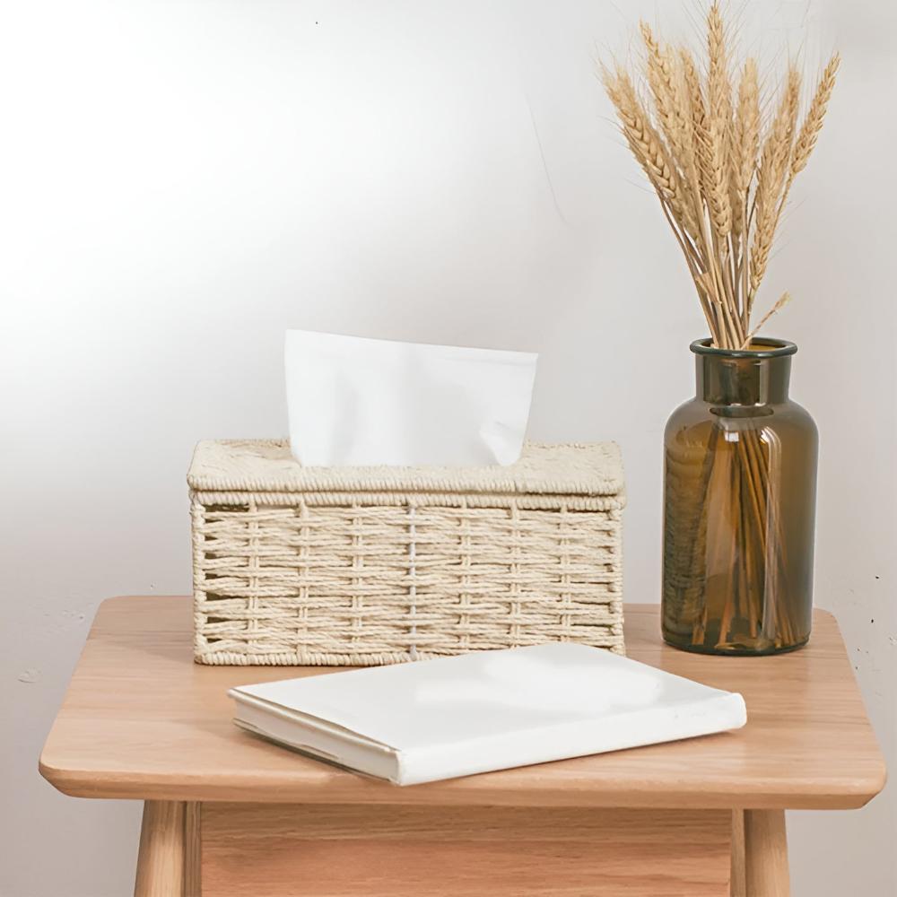 Ravello Taschentuchbox - Rattan mit Naturlederakzenten, Kompakt und Elegant 1