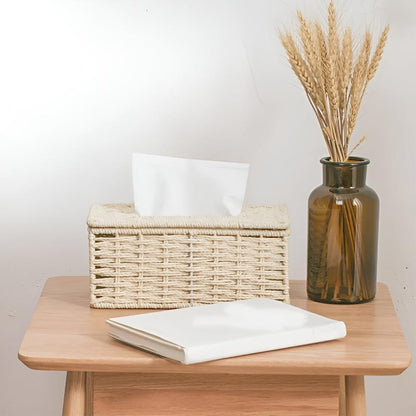 Ravello Taschentuchbox - Rattan mit Naturlederakzenten, Kompakt und Elegant 1