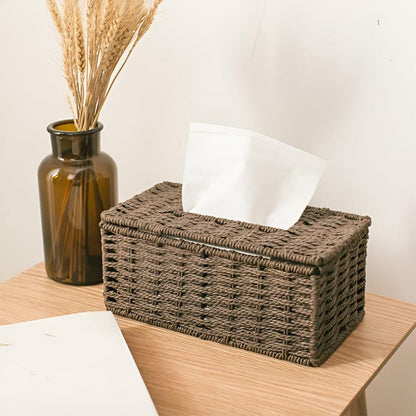 Ravello Taschentuchbox - Rattan mit Naturlederakzenten, Kompakt und Elegant 3
