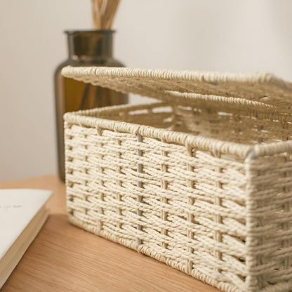 Ravello Taschentuchbox - Rattan mit Naturlederakzenten, Kompakt und Elegant 4