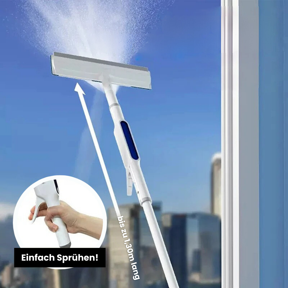 Rivo Fensterreiniger - Rotierender Kopf, Teleskopstiel, Sprühfunktion 1