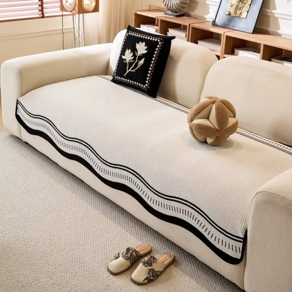 Rufus Sofabezug - Rutschfest, Wellenkante für 3-Sitzer Sofa 8