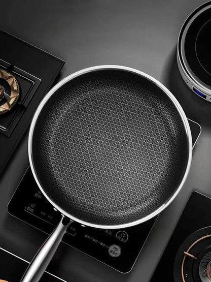 HexaSteel™ - Edelstahl Bratpfanne - Wabenstruktur Oberfläche - Energiesparende Küchenpfanne