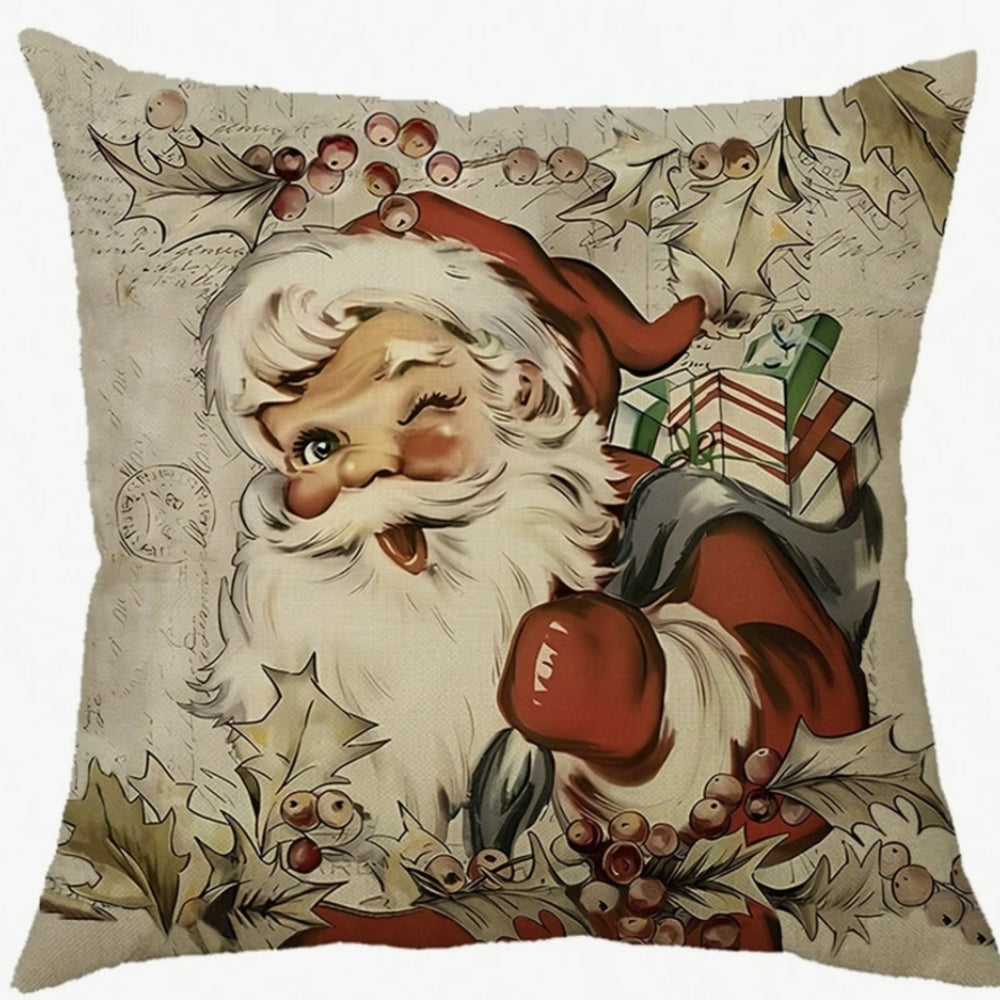 SantaFarm Kissenbezug - Mikrofaser, Vintage Weihnachtsdesign 45x45 cm 0