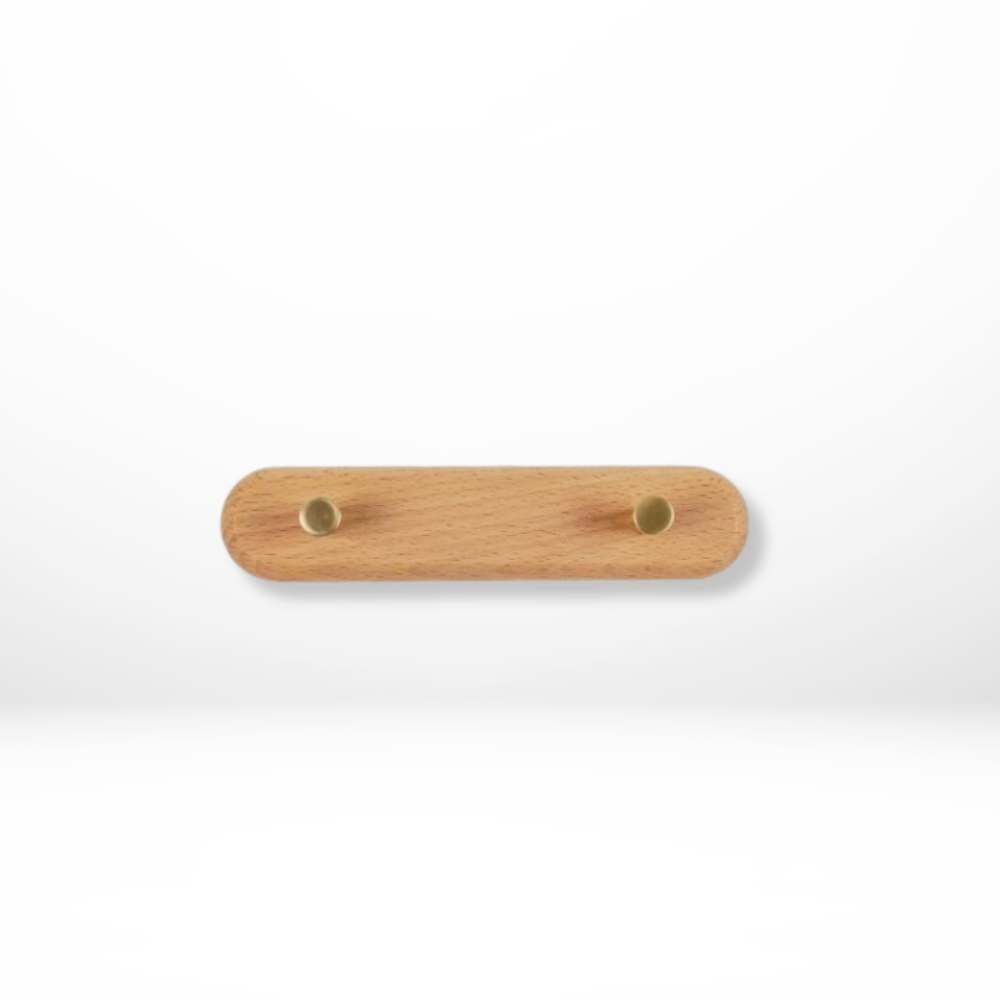 Sento Wandhaken Garderobe - Naturholz mit Messingakzenten, Platzsparend 0