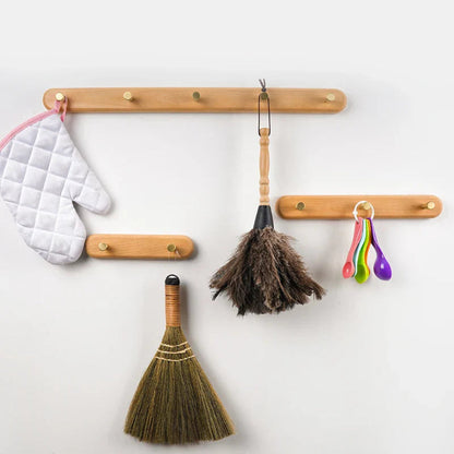 Sento Wandhaken Garderobe - Naturholz mit Messingakzenten, Platzsparend 2