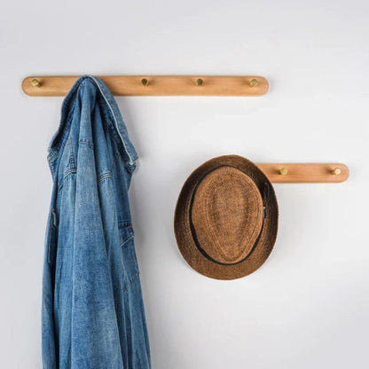Sento Wandhaken Garderobe - Naturholz mit Messingakzenten, Platzsparend 3