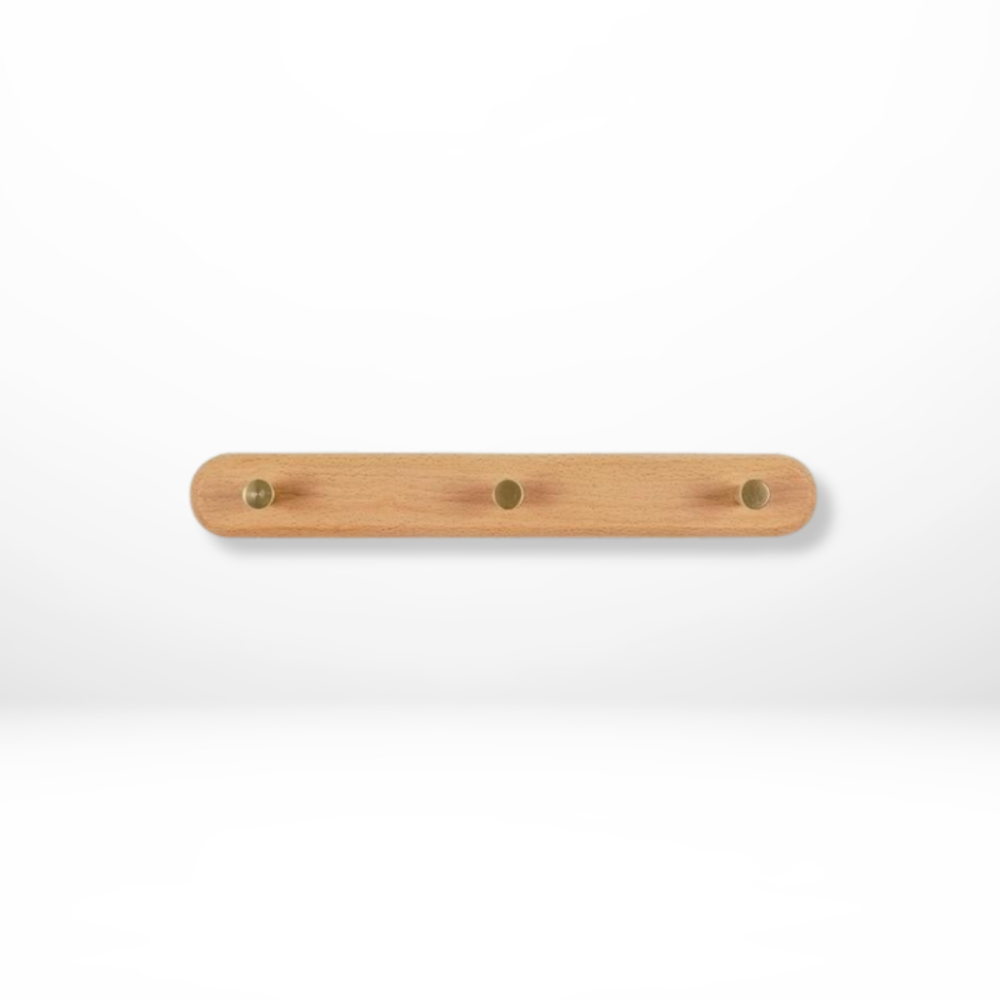 Sento Wandhaken Garderobe - Naturholz mit Messingakzenten, Platzsparend 6