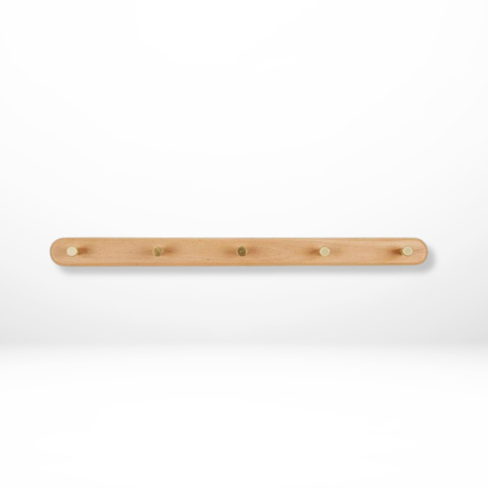 Sento Wandhaken Garderobe - Naturholz mit Messingakzenten, Platzsparend 7