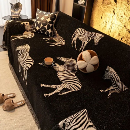 Sirocco Sofaüberwurf - Mikrofaser, Zebra-Muster Schwarz 0