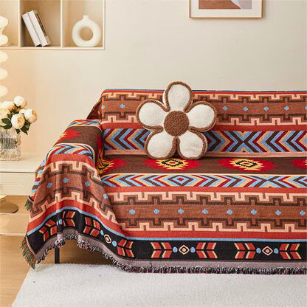 Sofara Boho Bezug - Atmungsaktive Polyester-Baumwoll-Mischung, Geometrische Muster 0
